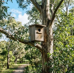 Possum box installed on tree