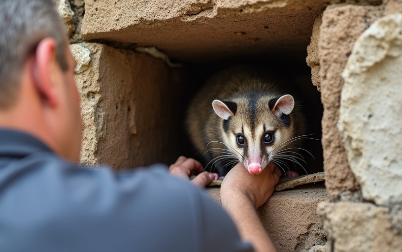 Trapped wall space possum service